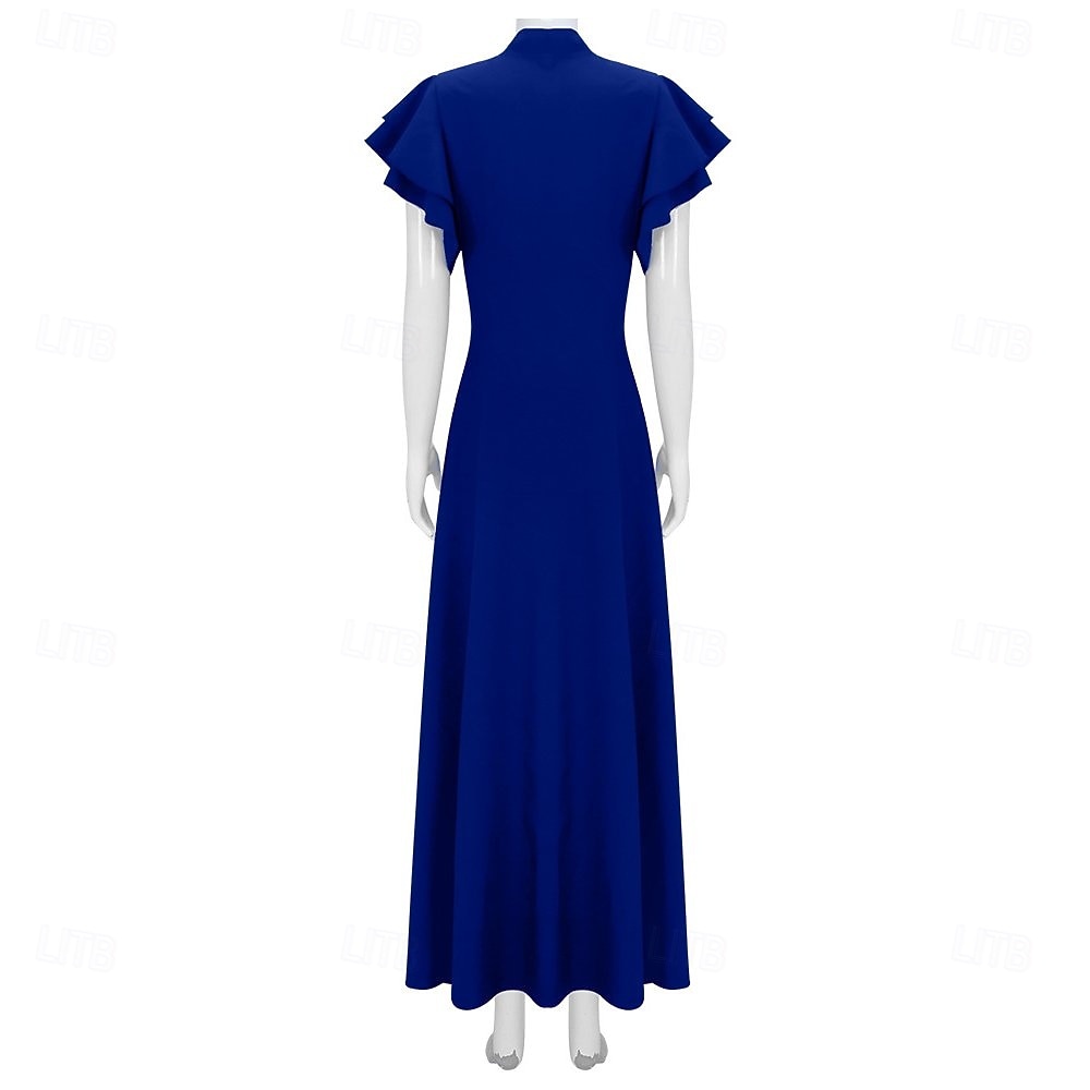 Vintage Rugido 20s 1920s Longitud Larga Vestidos Vestido Flapper Mangas cortas El gran Gatsby charlestón Color sólido Corte A Escote en Pico Disfraz Mujer Víspera de Todos los Santos Carnaval bar 2026 - $57.99 –P4