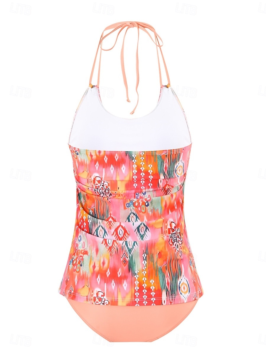 Damen Badeanzug Tankini Zweiteilig Freche Unterhose Bademode Bauchkontrolle Hohe Taille Schlank Rückenfrei Urlaub Strandbekleidung Blumen U-Ausschnitt Ärmellos Badeanzüge 2026 - $24.99 –P7