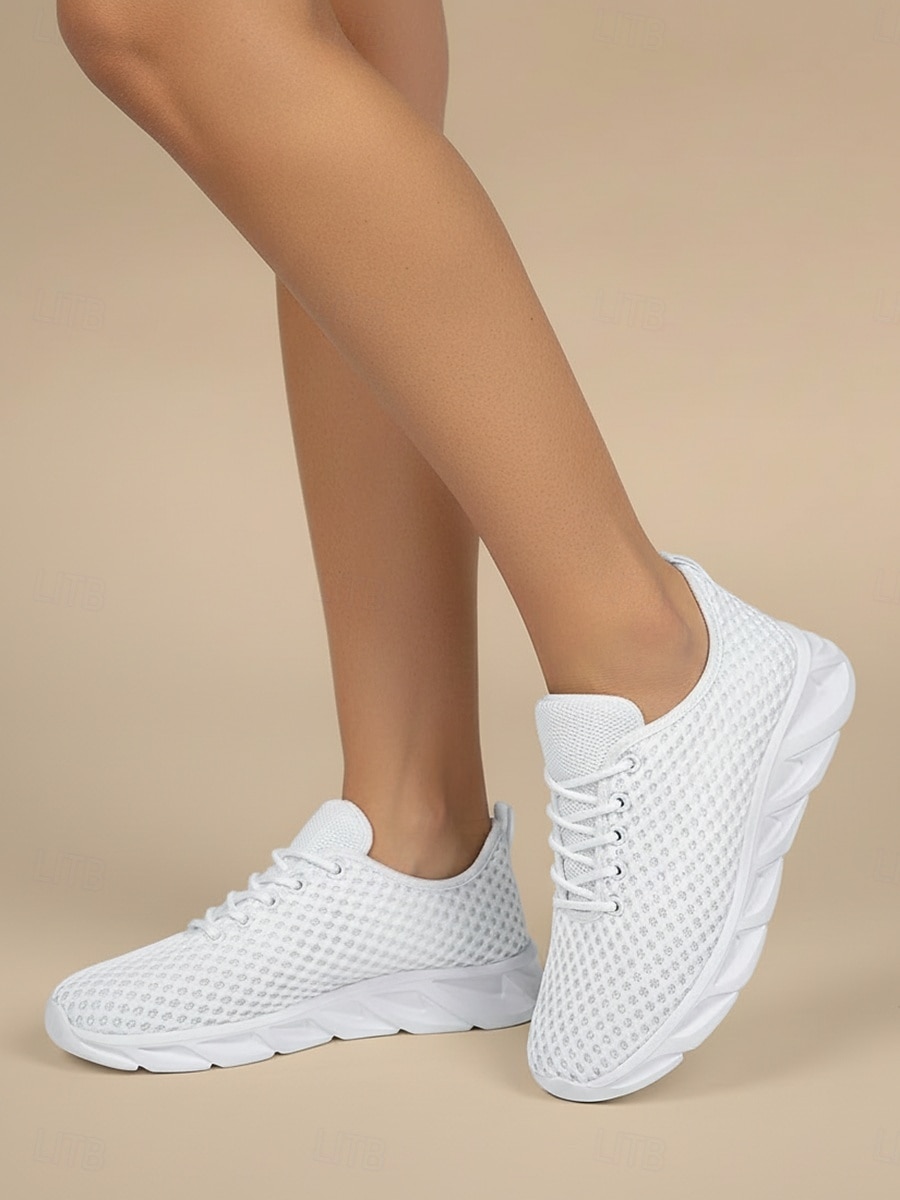 scarpe da corsa da donna in rete traspirante bianca, scarpe da passeggio leggere con lacci per jogging, viaggi, palestra &comfort quotidiano del 2026 a $34.99 –P3