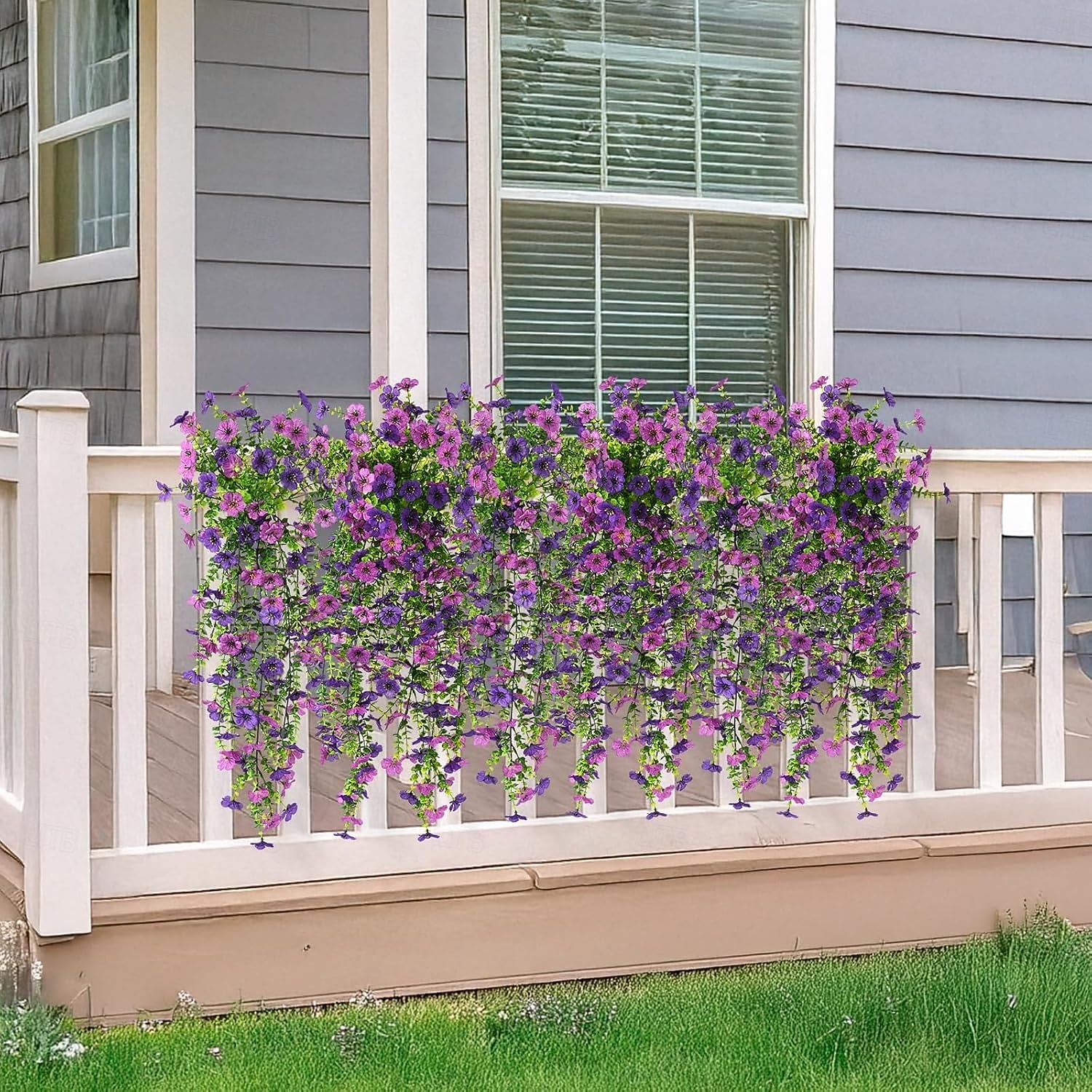 4 Pcs Artificial Hanging Flowers Plants for Outdoor Spring Decoration,Faux Silk Violet with Eucalyptus Leaves,UV Resistant for Outside Home Indoor Planter Porch Patio Balcony Yard Decor 2026 - $21.99 –P4