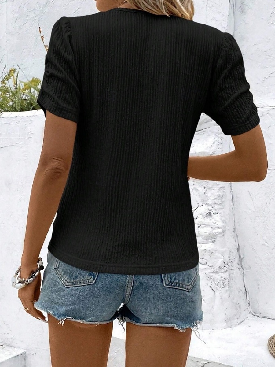 Women's T Shirt Tee Top Plain Fashion Classic Casual Short Sleeve Crew Neck Regular Tops Daily Going out Weekend Blue Black Pink Rose Red Light Blue Summer Spring 2026 - $21.99 –P16