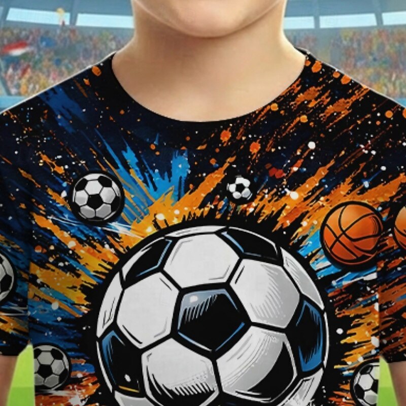 Para Meninos 3D Gráfico Futebol Americano Camisetas de futebol Camisa Camiseta Manga Curta Impressão 3D Verão Primavera Esportes Moda Roupa de rua Infantil 4-12 anos Gola Redonda Casual Diário Ao ar de 2026 por $14.49 –P2