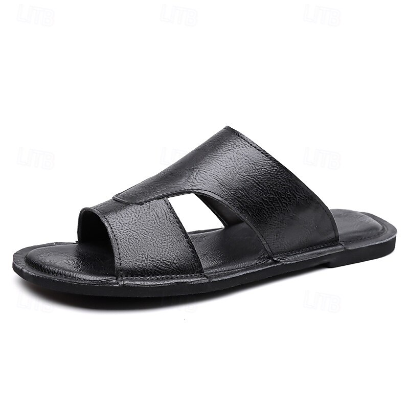 sandali marroni da uomo in similpelle con comodi cinturini in velcro, ideali per le vacanze al mare e le uscite informali del 2026 a $42.99 –P5