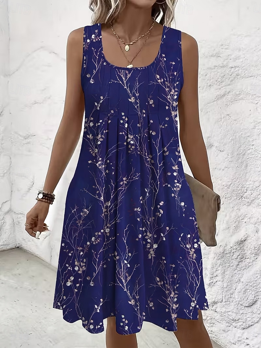 Women's Mini Dress Sundress A Line Dress Summer Dress Strapless Dress Vacation Casual Beach Going out Regular Fit Floral Graphic Sleeveless U Neck Blue Red Purple Green Summer Spring 2026 - $29.99 –P5