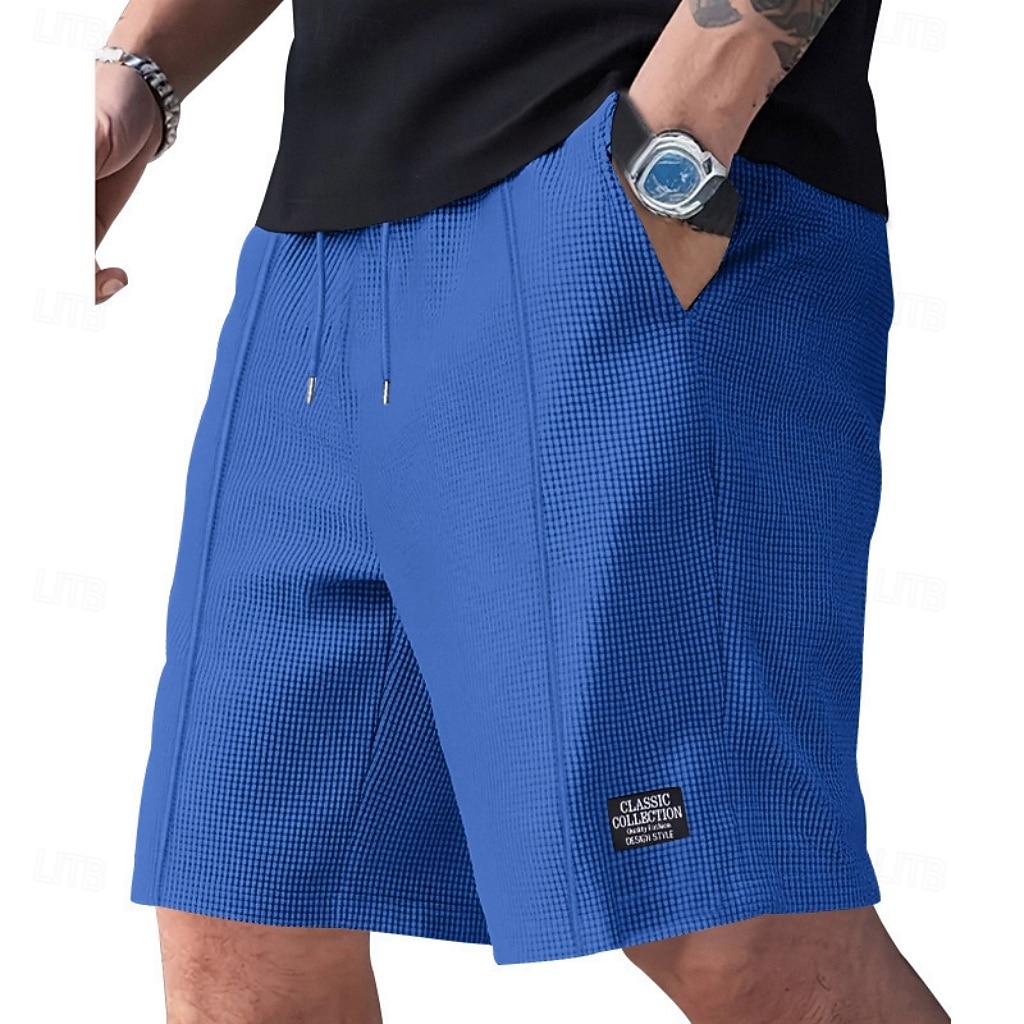 Hombre Pantalones cortos de gofres Pantalón corto Pantalones cortos de playa Pantalones cortos casuales Bolsillo Cintura elástica Plano Comodidad Transpirable Longitud de la rodilla Casual Exterior 2026 - $17.99 –P9