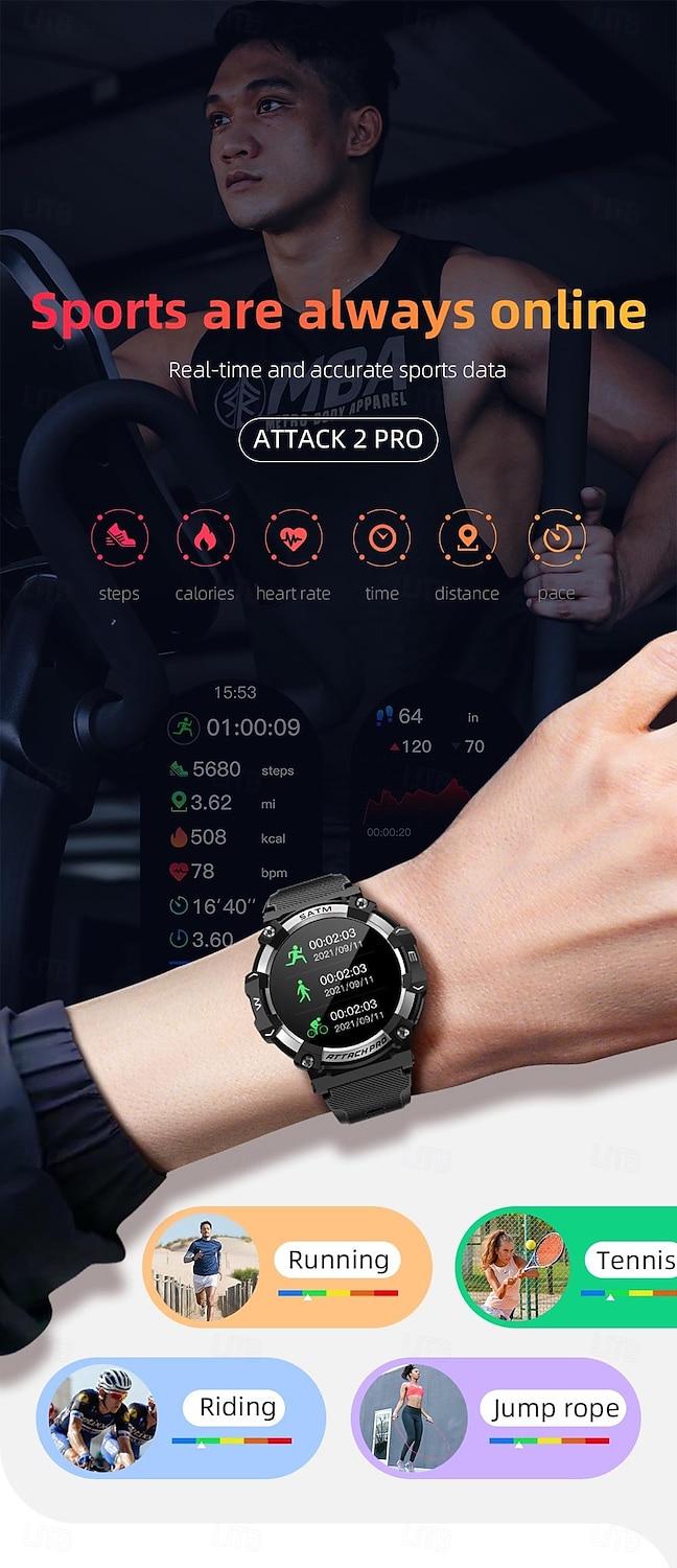 Relógio inteligente Lokmat Attack 2 Pro de 1,39 polegadas com Bluetooth, chamadas, pedômetro, lembrete de chamadas e rastreador de atividades. Compatível com Android e iOS. Unissex, com longa duração da bateria, chamadas em modo mãos-livres e à prova d'ág de 2026 por $52.99 –P10