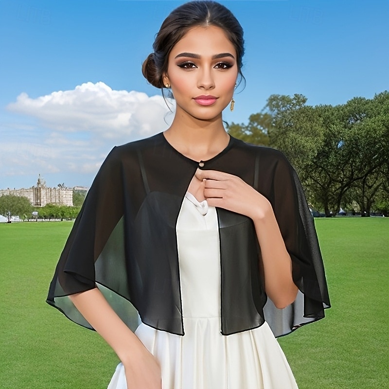 Women's Wrap Shrug Mother's Wraps Bridal's Wraps Wedding Guest 's Wraps Elegant Ladies Formal Style Sleeveless Chiffon Wedding Wraps With Pure Color For Daily Summer 2026 - $22.99 –P3