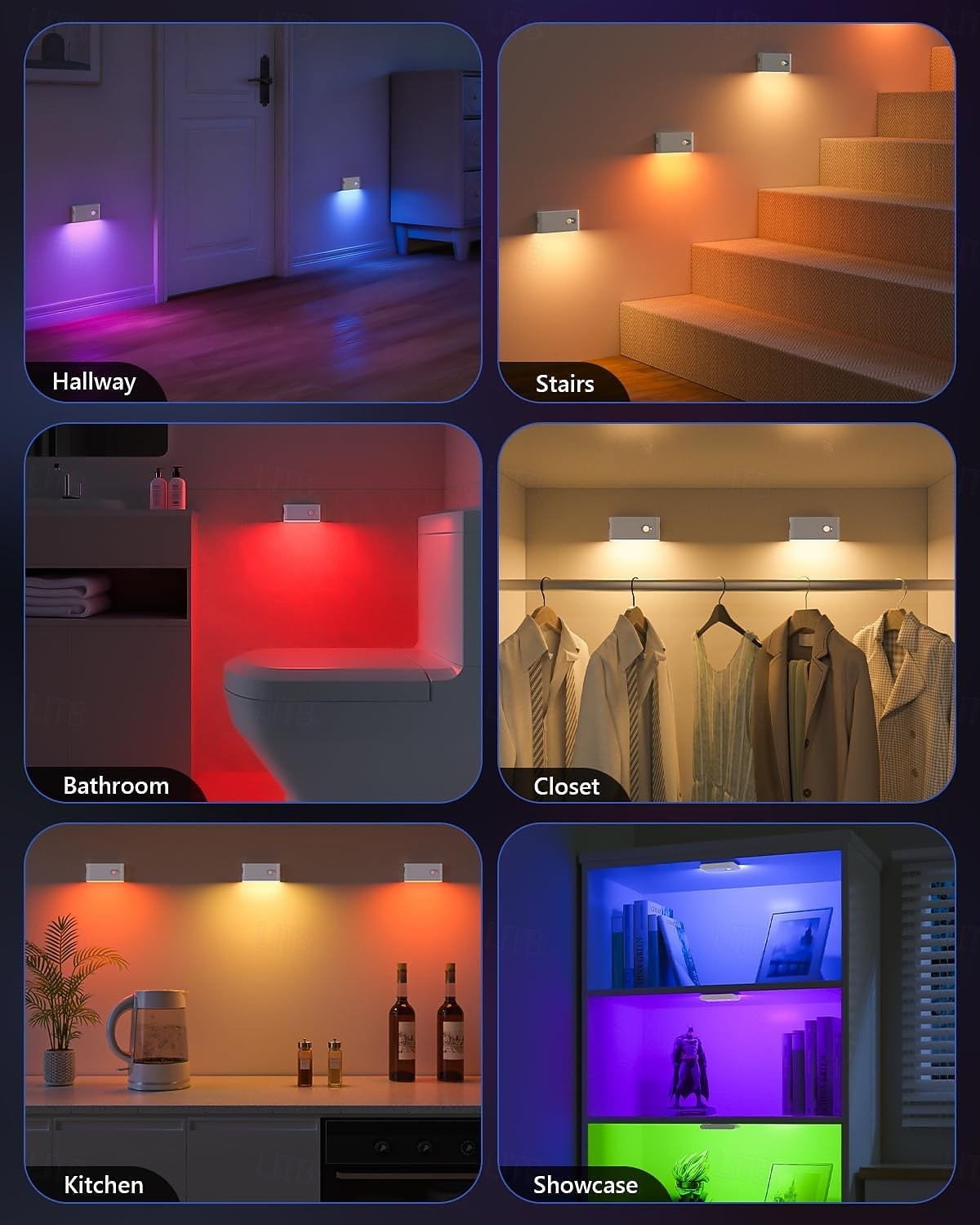 2/4 Packs Stair Lights Indoor, RGB & Warm White Motion Sensor Night Light, Color Changing Motion Sensor Light Indoor, Rechargeable Night Light for Stair,Hallway, Bathroom, Cabinet, Closet, Kitchen 2026 - $17.99 –P2
