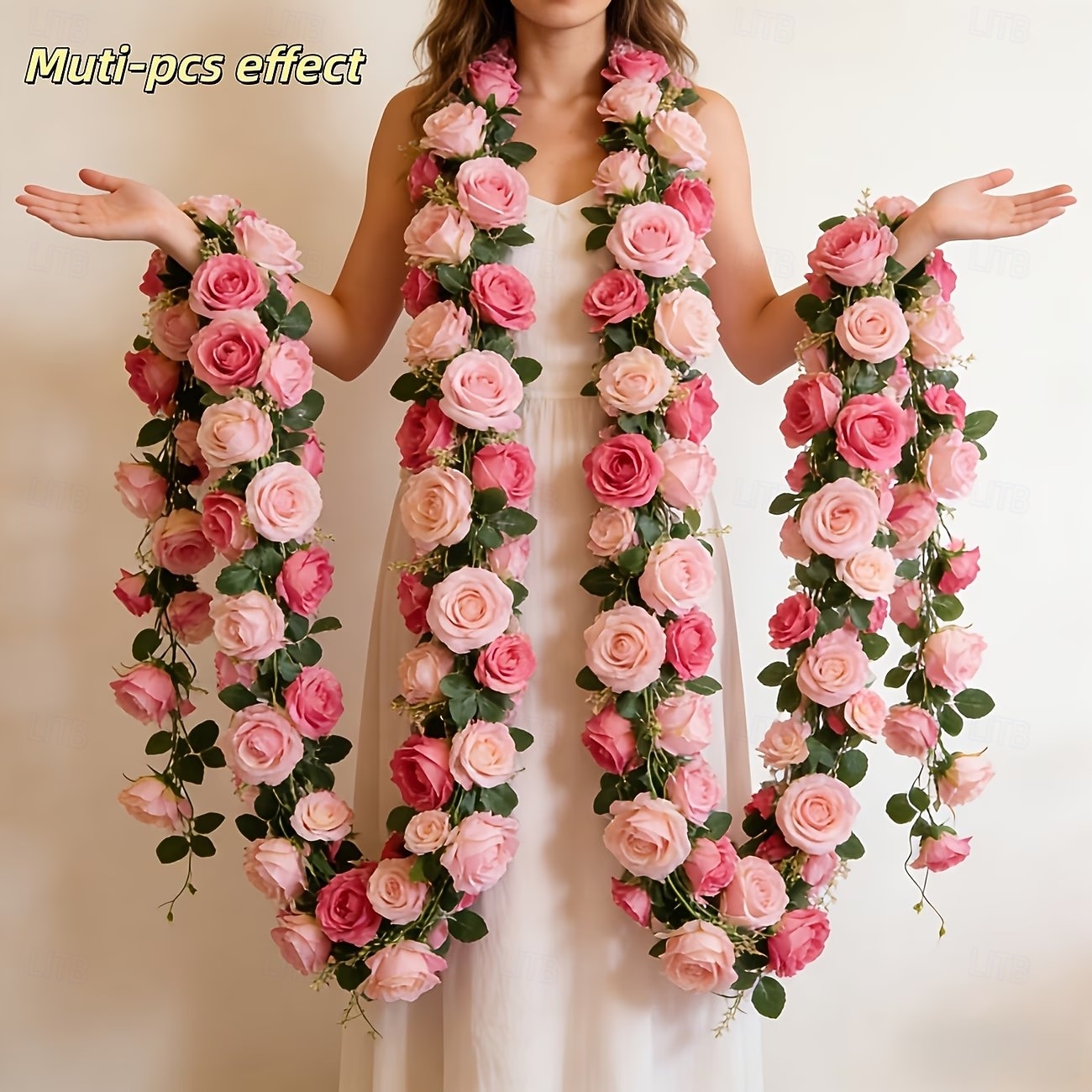 Guirnalda de rosas artificiales dobles de primavera de 196,8 pulgadas (2 piezas), extralarga, de 196,8 pulgadas (50 cm). Ideal para arcos florales y arreglos para el Día de San Valentín, bodas, 2026 - $15.99 –P3