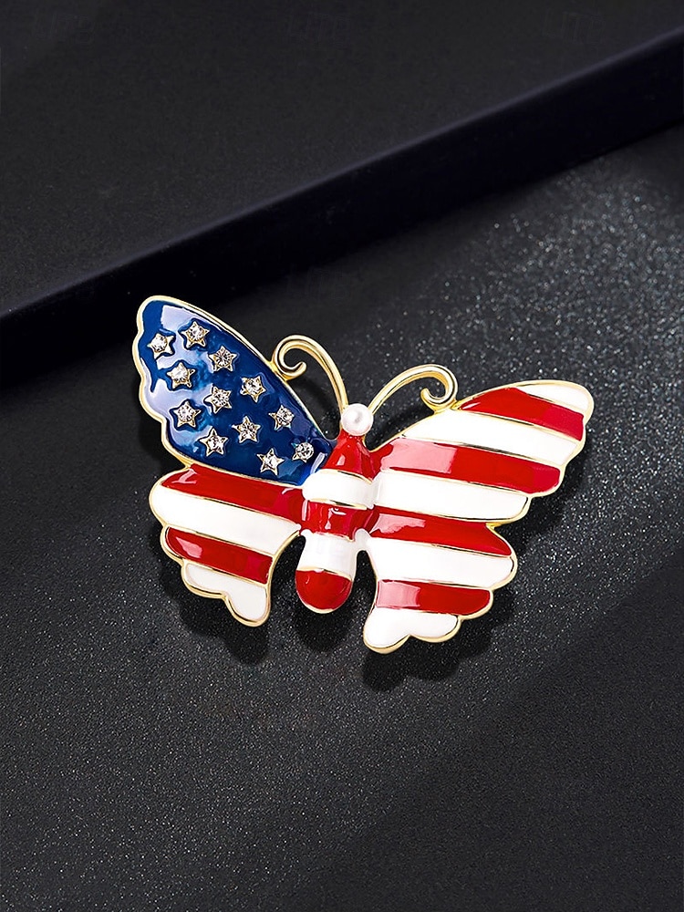 Женская брошь-булавка из сплава с изображением флага США, представленная в нескольких вариантах, идеально подходит для празднования 250-летия США, Дня независимости, вечерних мероприятий и торжественных случаев. 2026 - $11.99 –P11