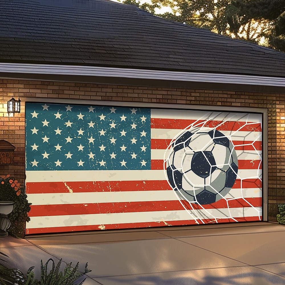 2026 Football Championship Soccer Ball Vintage Grunge Stripes Garage Door Banner Mural Outdoor House Yard Decor Sports Fan Celebration Backdrop Large Sign 2026 - $49.99 –P6