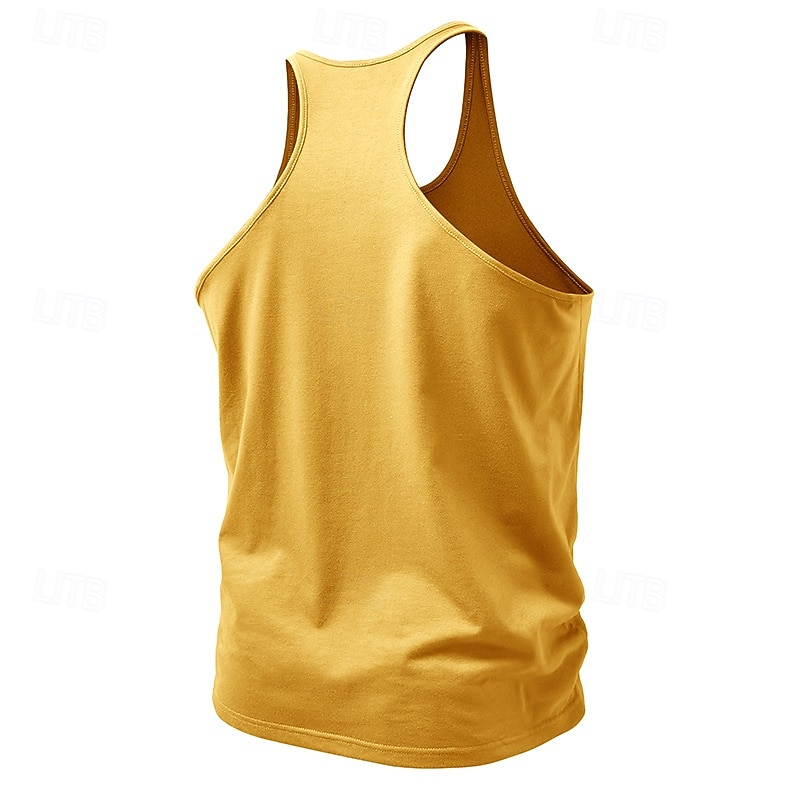 Per uomo Canotta Gilet Maglietta senza maniche Maglietta per muscoli da palestra Senza Maniche Collo a U Estate Semplice Moda Classico Confortevole Casuale Sportivo Ferie Nero Bianco Giallo Maglietta del 2026 a $6.49 –P15