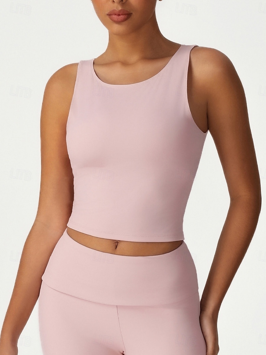 Women's Solid Colored Sports Tank Top Tennis Bra Sports Bra Sleeveless Quick Dry Shockproof Moisture Wicking Breathable Tennis Pickleball Running Crew Neck Top Black Pink Blue Tennis Clothing 2026 - $17.99 –P3