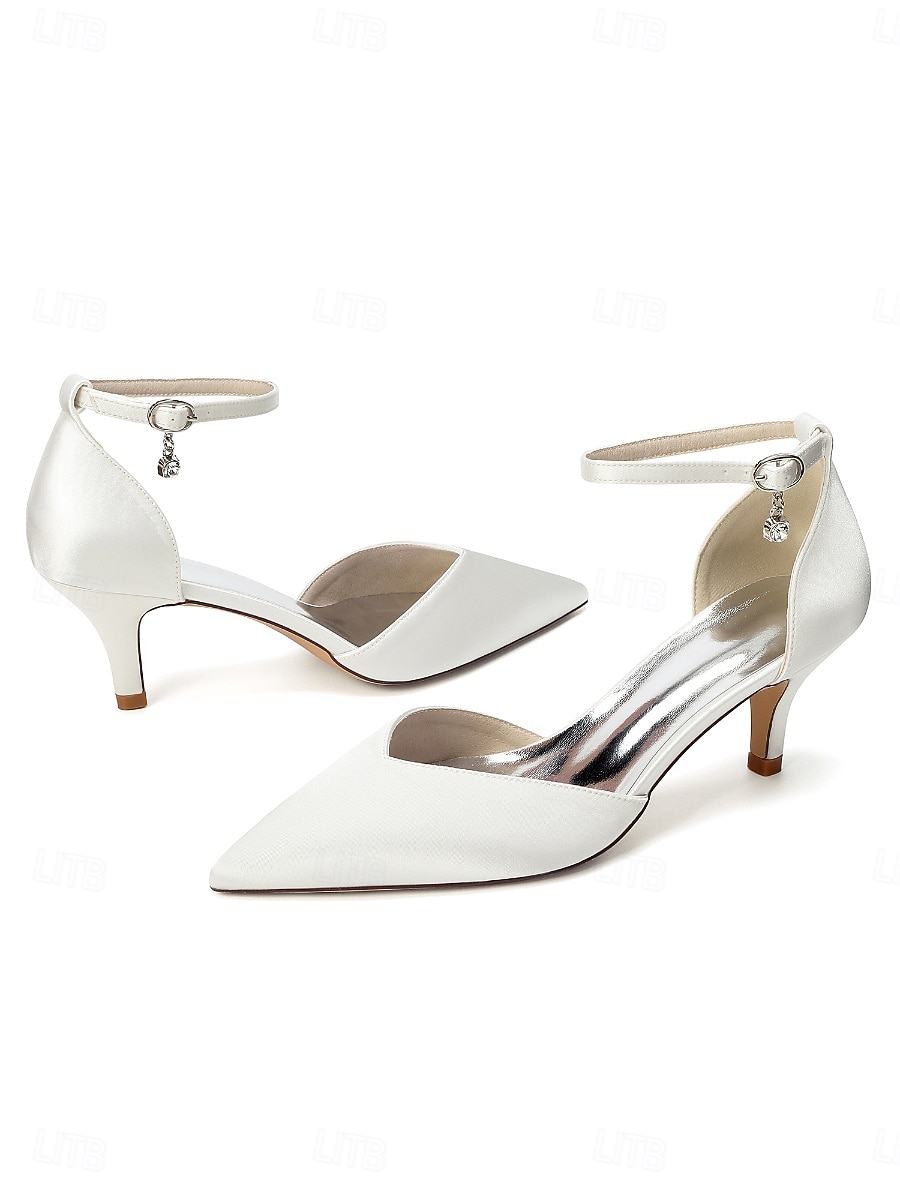 Zapatos de tacón bajo color champán para mujer con tira en el tobillo, elegantes zapatos para la madre de la novia para bodas en jardines, zapatos de vestir de punta afilada y tacón bajo para 2026 - $59.99 –P6