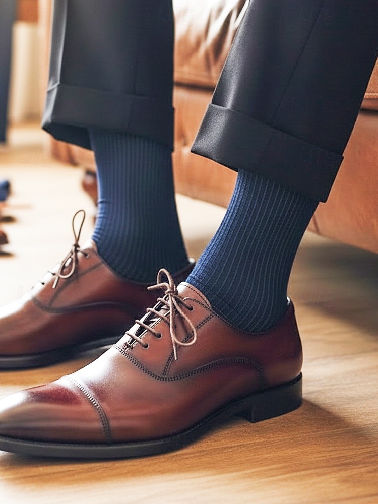 Мужские дышащие полосатые носки из полиэстера, различные цвета, элегантный аксессуар для торжественных случаев, свадеб, вечеринок и повседневной деловой одежды. 2026 - $7.99 –P2