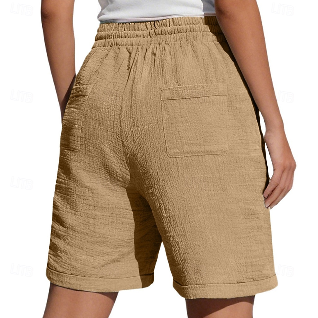 Damen Bermudashorts Shorts Sommershorts Strandshorts Urlaub Mode Alltagstauglich Knielang Hohe Taille Einfarbig Einfach Kordelzug Tasche Elastischer Bund Komfort Weich Atmungsaktiv Mikroelastisch 2026 - $28.99 –P8