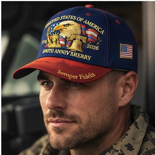 Cappellino da baseball commemorativo del 250° anniversario degli Stati Uniti, cappello patriottico 1776-2026 con aquila, campana della libertà, statua della libertà, rosso &Cappello regolabile da uomo del 2026 a $21.99 –P4