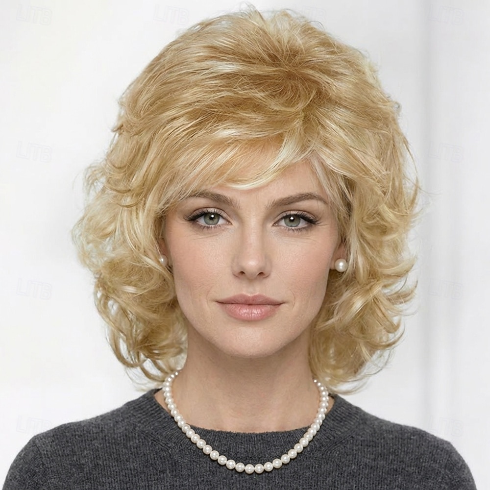 Perruque bouclée élégante pour femme - brun riche avec frange douce de 2026 ? $32.99 –P5