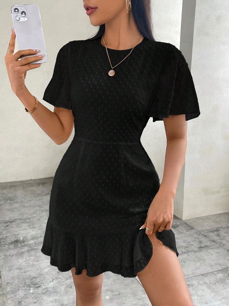 Women's Mini Dress White Dress Casual Dress Elegant Fashion Modern Outdoor Vacation Going out Regular Fit Plain Short Sleeve Crew Neck Black White Green Summer Spring 2026 - $29.99 –P10
