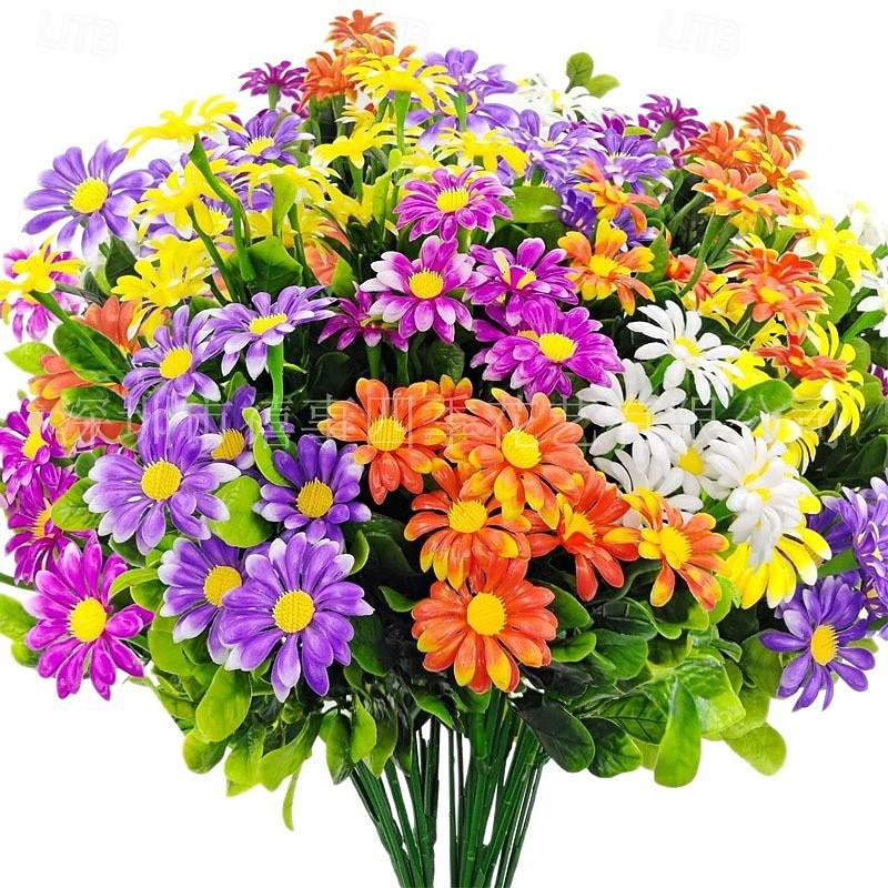 20 unidades de margaridas verdes artificiais &Crisântemos artificiais para decoração de interiores e exteriores, cercas de jardim, centros de mesa de jantar, arranjos florais de plástico. de 2026 por $31.99 –P6
