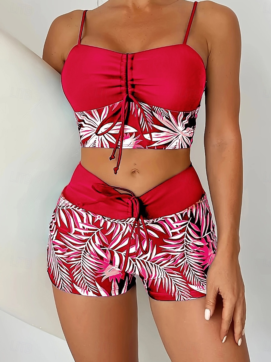 Mulheres Roupa de Banho Tankini Cavado roupa de banho Patchwork Férias Roupa de Praia Gráfico Decote Redondo Sem Manga Fatos de banho de 2026 por $22.99 –P8