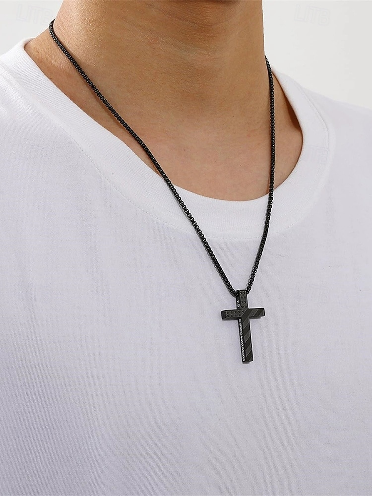 Collana da uomo con ciondolo a croce in acciaio inossidabile, gioielli religiosi multicolore, catena cristiana minimalista per il 250° anniversario degli Stati Uniti, il giorno dell'indipendenza, abbigliamento casual, viaggi e vacanze. del 2026 a $11.99 –P3