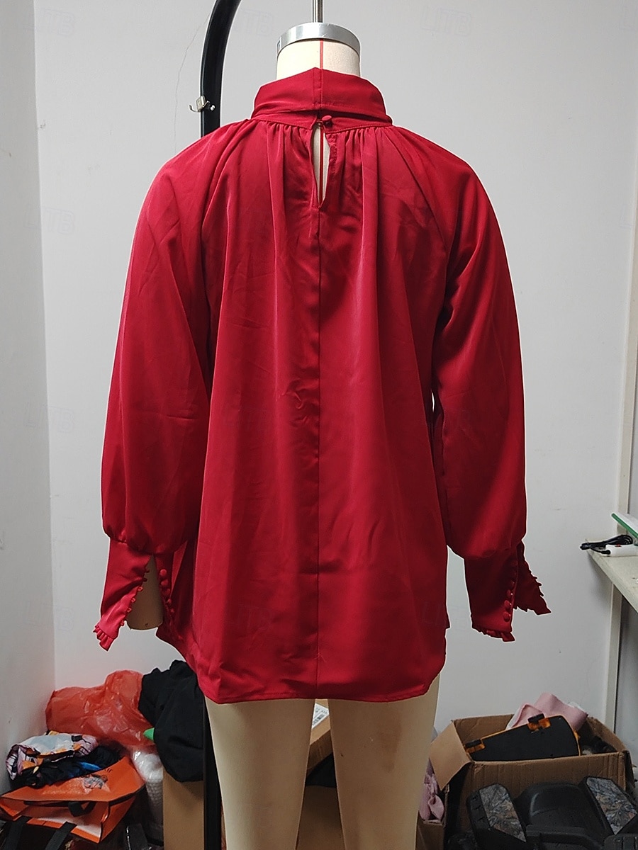 Γυναικεία Πουκάμισο Μπλούζα Μπλούζες σιφόν Σουρωτά Κουρελού Σκέτο Κομψό Διακοπές Στυλάτο Μακρυμάνικο Ζιβάγκο Κανονικά μπλουζάκια Καθημερινά Γραφείο Αργίες Θαλασσί Μαύρο Ανθισμένο Ροζ Κρασί Πορτοκαλί 2026 - $36.99 –P8