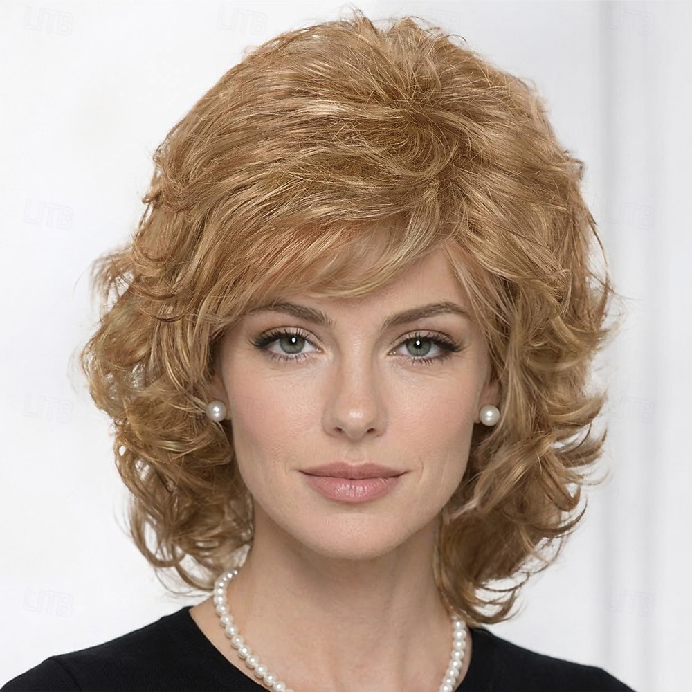 Perruque bouclée élégante pour femme - brun riche avec frange douce de 2026 ? $32.99 –P6