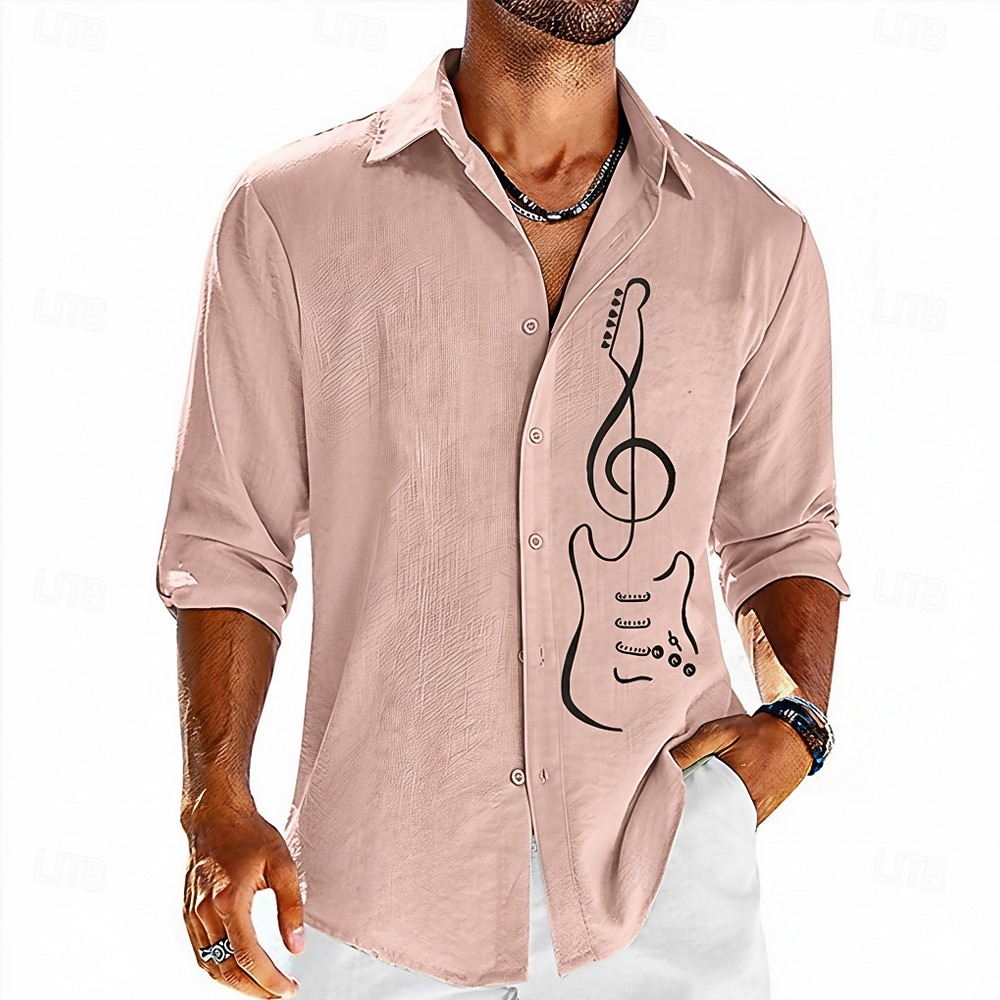Per uomo Maestri del Consiglio Chitarra Camicia Camicia con Bottoni Manica Lunga Moda Streetwear Designer Casuale Quotidiano All'aperto Estate Primavera Autunno Collo ripiegato Stampato Blu Rosa del 2026 a $24.99 –P4