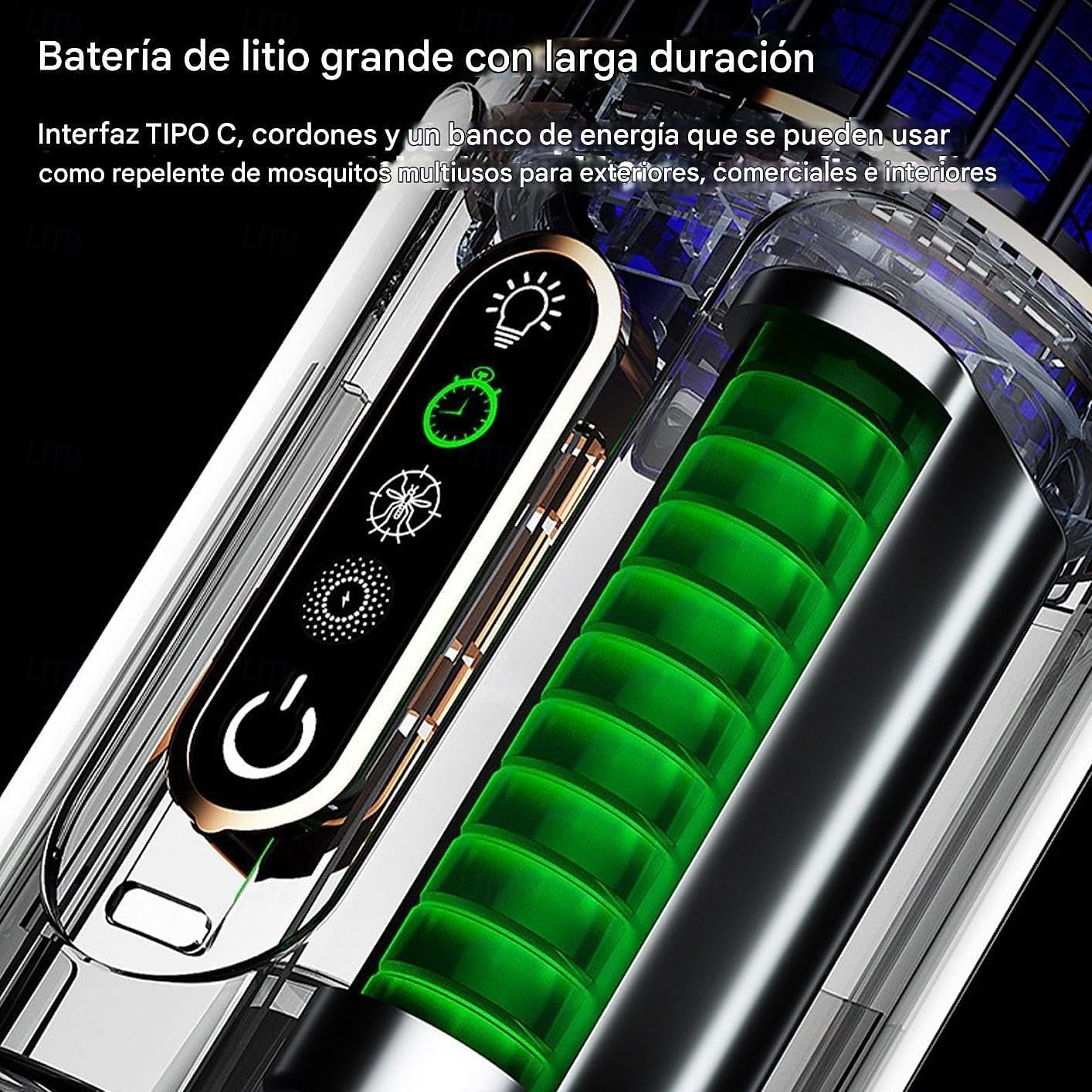 Hyttyssammutin ulkokäyttöön, hyttyssammutin ulkokäyttöön ja sisäkäyttöön LED-valolla, ladattava hyttyssammutin kärpästen tappaja, lentävien hyönteisten salamurtaja ulkokäyttöön, ulkopinta abs-muovista 2026 - $29.99 –P3