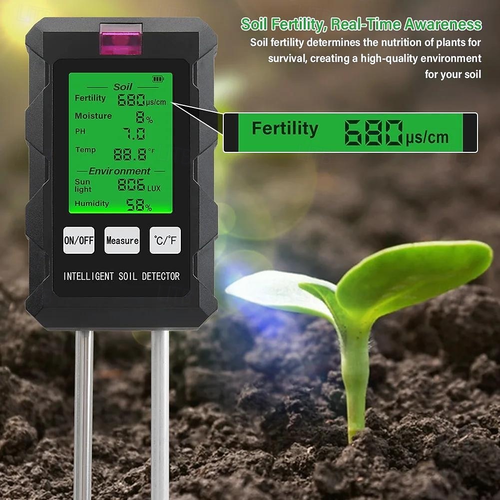 6-in-1 Digital Soil pH Meter for Garden Plants, Professional Soil Tester for Moisture, Fertility, Sunlight, Temperature & Humidity, Accurate Soil Test Kit for Indoor Outdoor Lawn, Farm, Plant Care 2026 - $35.99 –P3