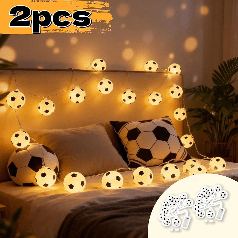 2 Pcs 2M 10LED Soccer Ball String Lights – Warm White LED Lights with Battery Box, Indoor Bedroom, Living Room, Party, Fan Club, Sports Decor, Christmas, Holiday Decoration 2026 - $21.99 –P1