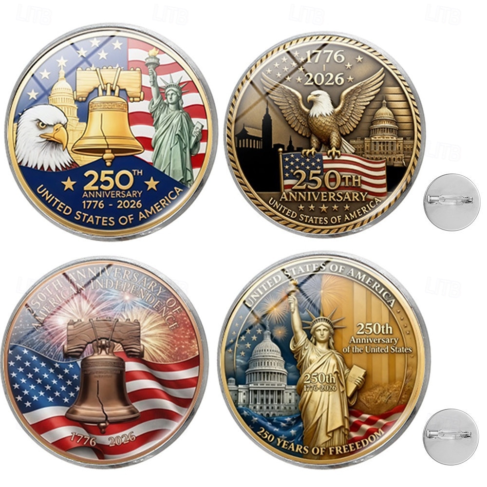 4 db-os amerikai 250. évfordulós hajtókatű 1776-2026 hazafias fehér sas szabadságharang emlékbross szuvenír hazafiaknak veteránok gyűjtők hátizsák dzseki dekoráció 2026 - $10.99 –P3