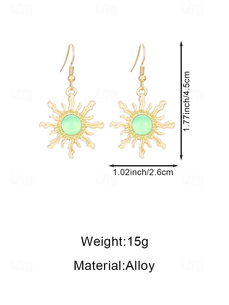 Women's Bohemian Sun Pendant Earrings – Alloy Material, Multiple Color Options, Perfect for Casual Wear & Beach Vacation Style 2026 - $7.99 –P9