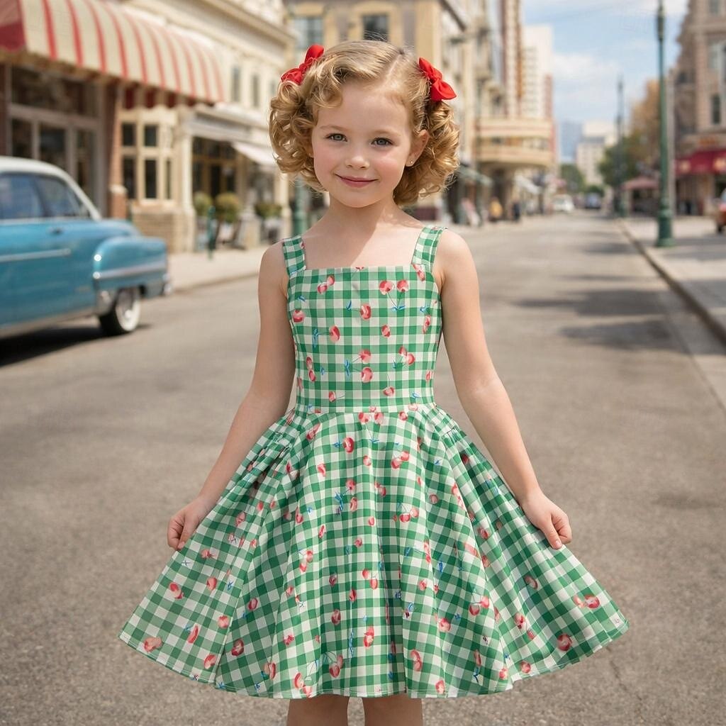 Lata 50. Retro / vintage Do kolan Sukienka Rockabilly Rozkloszowana sukienka Bez rękawów Strój na bal maskowy Dla dziewczynek Halloween Karnawał Bal maskowy Studniówka Wieczorna impreza Przyjęcie 2026 - $39.99 –P1