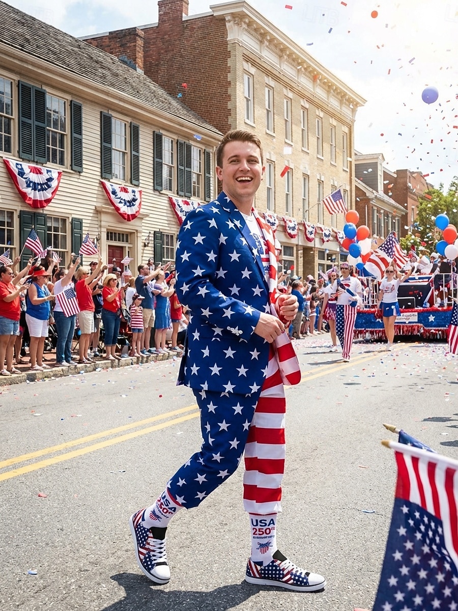 Patriotiska herrsneakers - stjärnrandig flaggtrycksdesign för parader, 4 juli, USA:s 250-årsjubileum och avslappnade firanden 2026 - $54.99 –P5