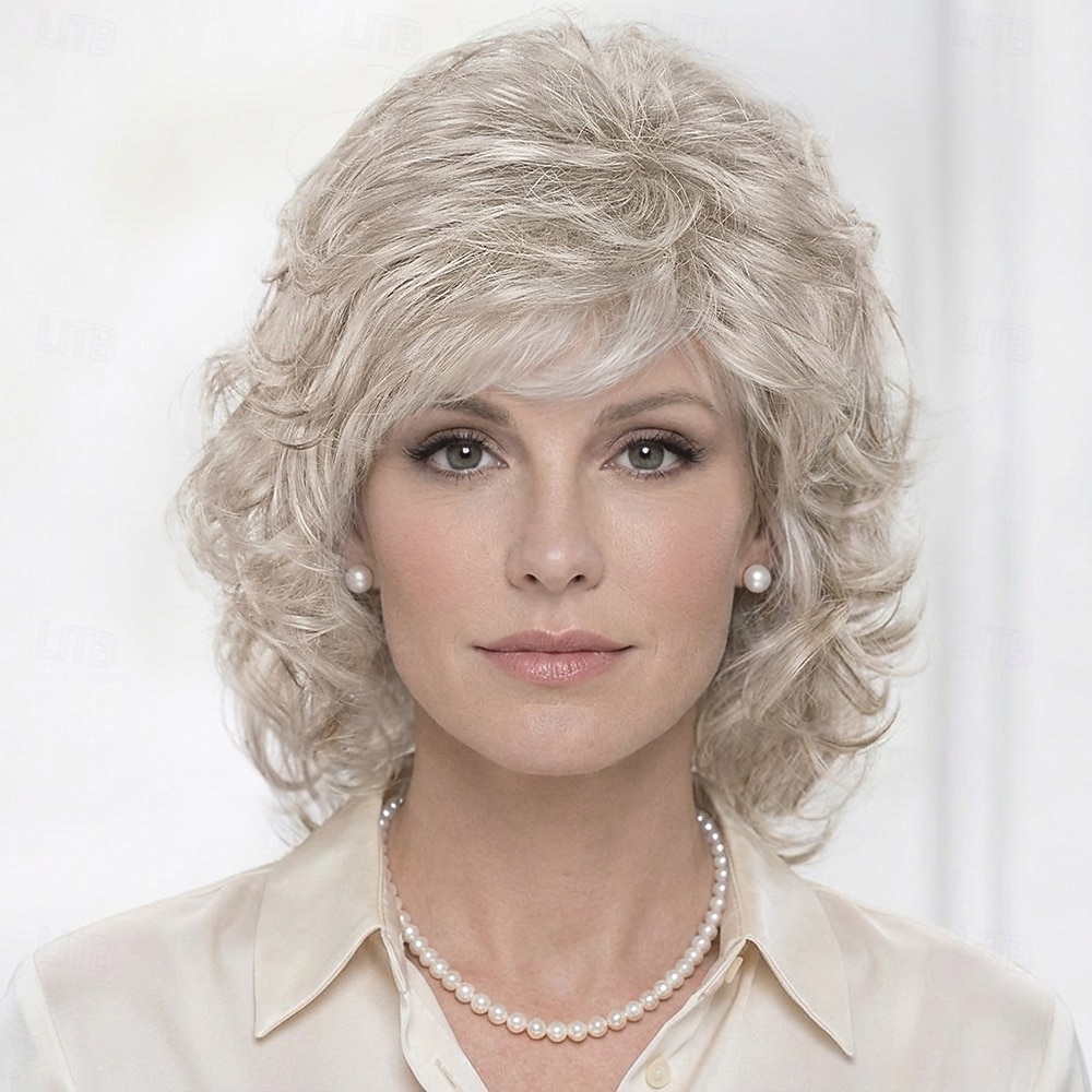 Perruque bouclée élégante pour femme - brun riche avec frange douce de 2026 ? $32.99 –P7