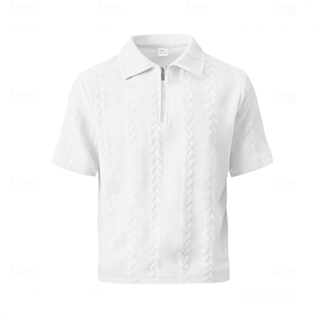 Homme Polo Polo à fermeture éclair Occasionnel Quotidien Zip quart Manche Courte Mode Uni Fermeture éclair Été Printemps Coupe régulière Noir Blanche Kaki Gris foncé Polo de 2026 ? $24.99 –P10