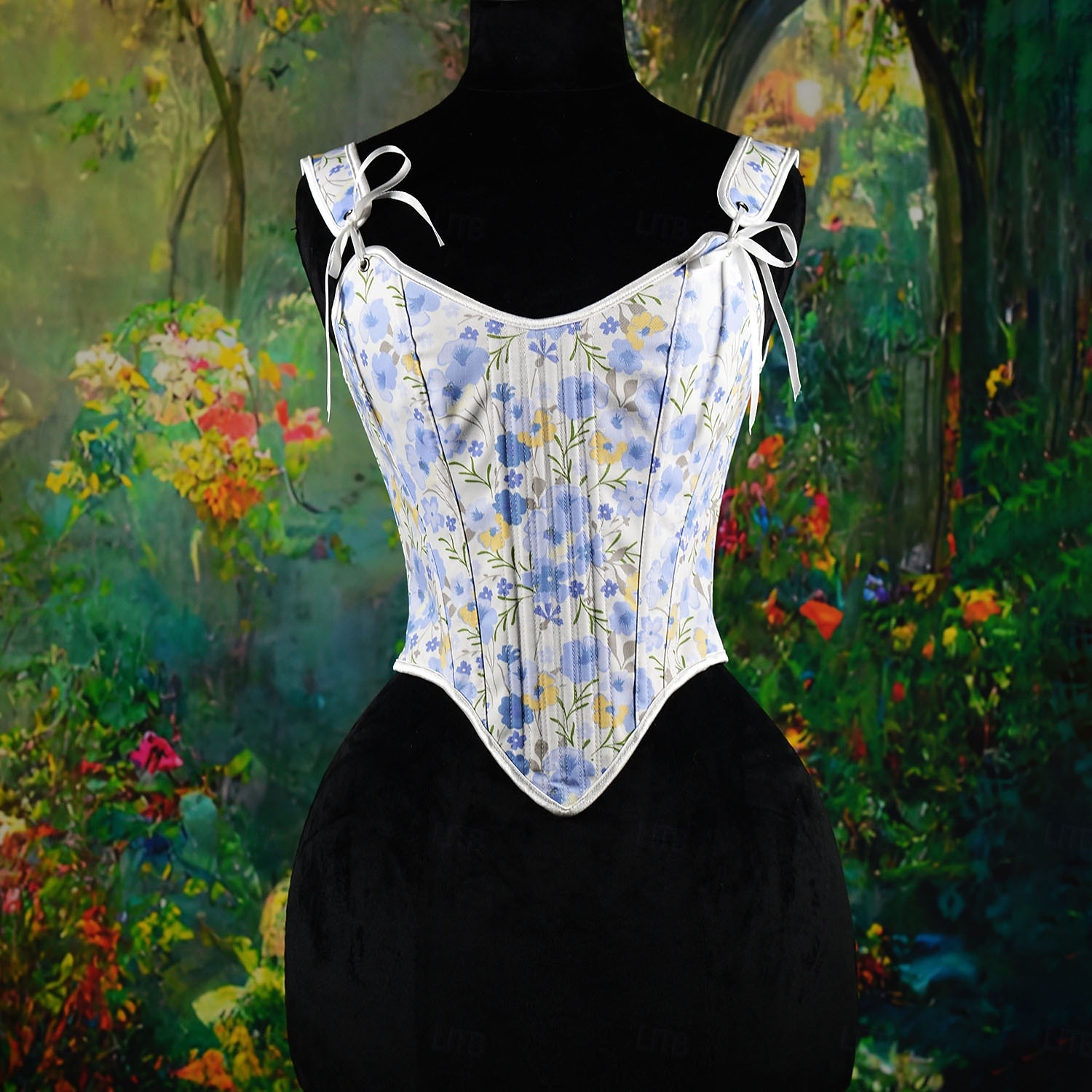 Kostymer i middelalderstil Renessanse Cottagecore Korsett Bodice Viking Bonde Blondér Blomstret Kostyme Dame Keltisk fantasi Halloween Karneval Ytelse LARP Ren Faire Voksne Korsett 2026 - $38.99 –P12