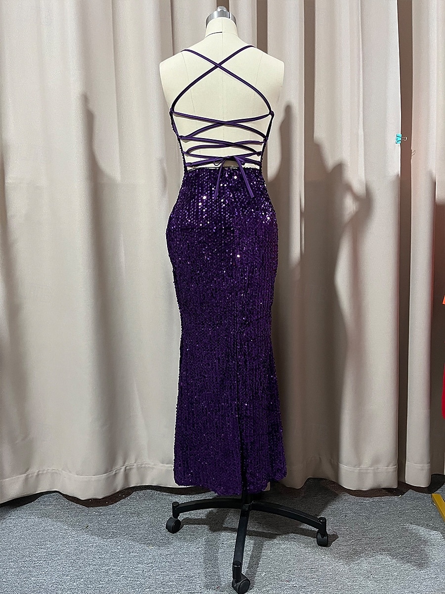 Mujer Vestido maxi Vestido de Lentejuelas Vestido de Fiesta Vestido Cóctel Vestido lencero Elegante Moda Moderno Fiesta de Noche Fiesta Boda Ajuste regular Plano Sin Mangas Correa de espagueti 2026 - $43.99 –P11
