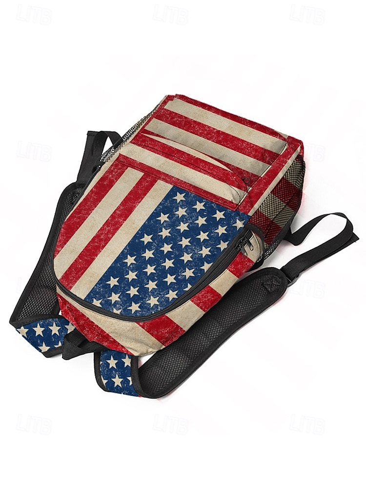 Unisex-Rucksack aus Polyester mit Print, Vintage-Design mit amerikanischer Flagge, großes Fassungsvermögen, strapazierfähig, ideal für den 250. Jahrestag, den Unabhängigkeitstag, Reisen und Outdoor-Aktivitäten. 2026 - $24.99 –P8