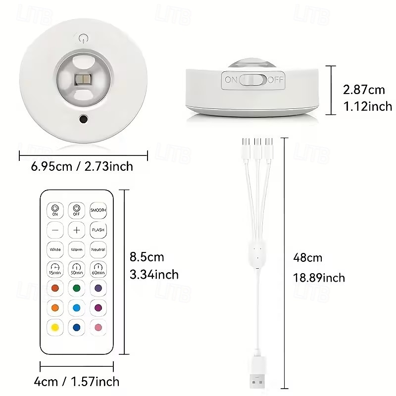 3/6 pezzi luce notturna RGB ricaricabile con telecomando, luce per quadri, 12 modalità di colore per armadio, cucina, bagno, camera da letto, ufficio, illuminazione d'atmosfera del 2026 a $35.99 –P2