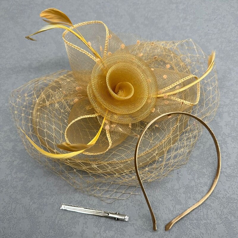 fascinators polyester Bryllup Bursdag Elegant Årgang søt stil Med Fjær Tyll Hodeplagg Hodeplagg 2026 - $17.49 –P9