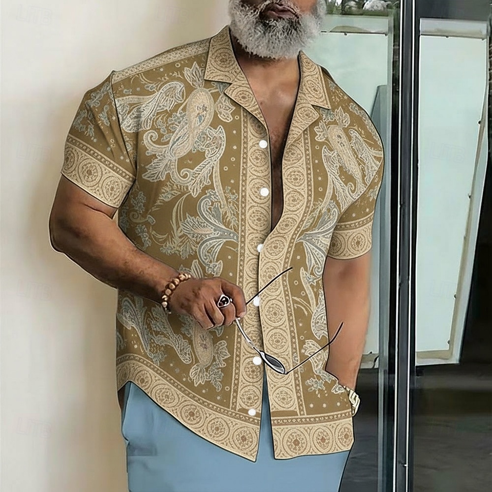 Per uomo Paisley Stampa Floreale Etnico Camicia Camicia con Bottoni Camicia con collo camp Manica Corta Vintage Retrò Abbigliamento casual alla moda Vacanza Estate Primavera Colletto cubano Stampa 3D del 2026 a $25.99 –P3