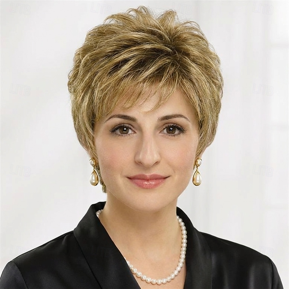 2026年 女性用シックなショートブロンドピクシーウィッグ - 軽いレイヤーでふわふわのボリューム  コレクション – $34.99 –P5