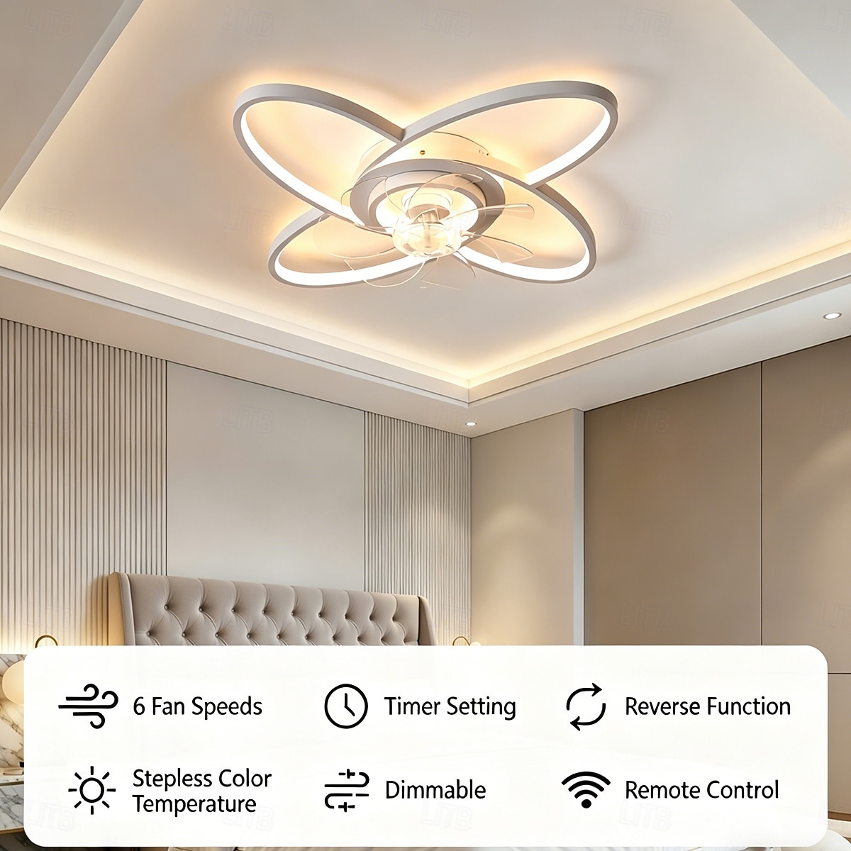 Modern Ceiling Fan with Lights, Low Profile Ceiling Fans with Remote Control and APP Control, 6 Speed Reversible Blades, Stepless Dimmable LED Ceiling Light Fan for Living Room Bedroom Kitchen 2026 - $161.99 –P1