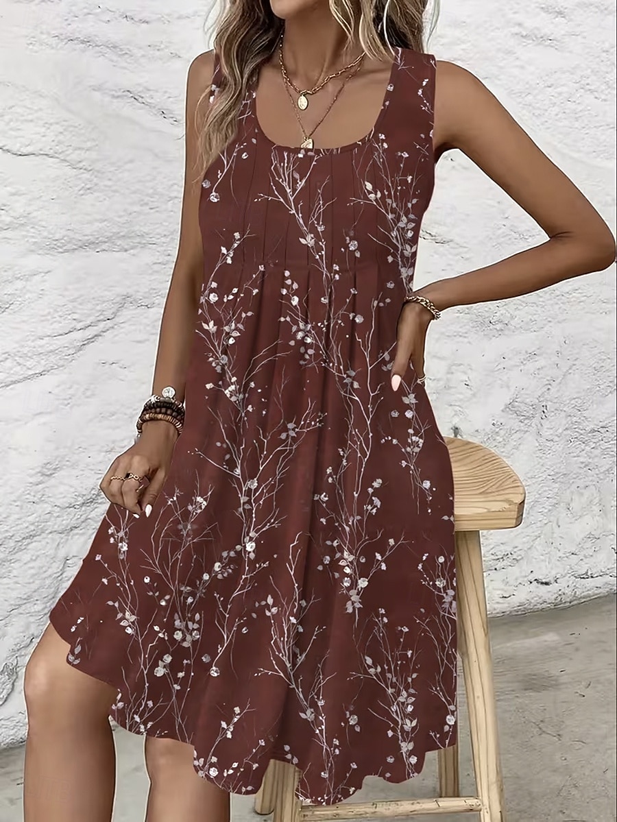 Women's Mini Dress Sundress A Line Dress Summer Dress Strapless Dress Vacation Casual Beach Going out Regular Fit Floral Graphic Sleeveless U Neck Blue Red Purple Green Summer Spring 2026 - $29.99 –P6