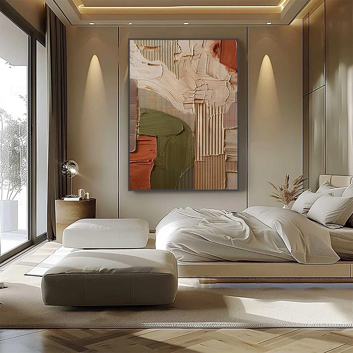 Velká originální texturovaná špachtle abstraktní malba olejomalba na plátně, velké nástěnné umění moderního obývacího pokoje nástěnná dekorace 2026 - $74.99 –P5