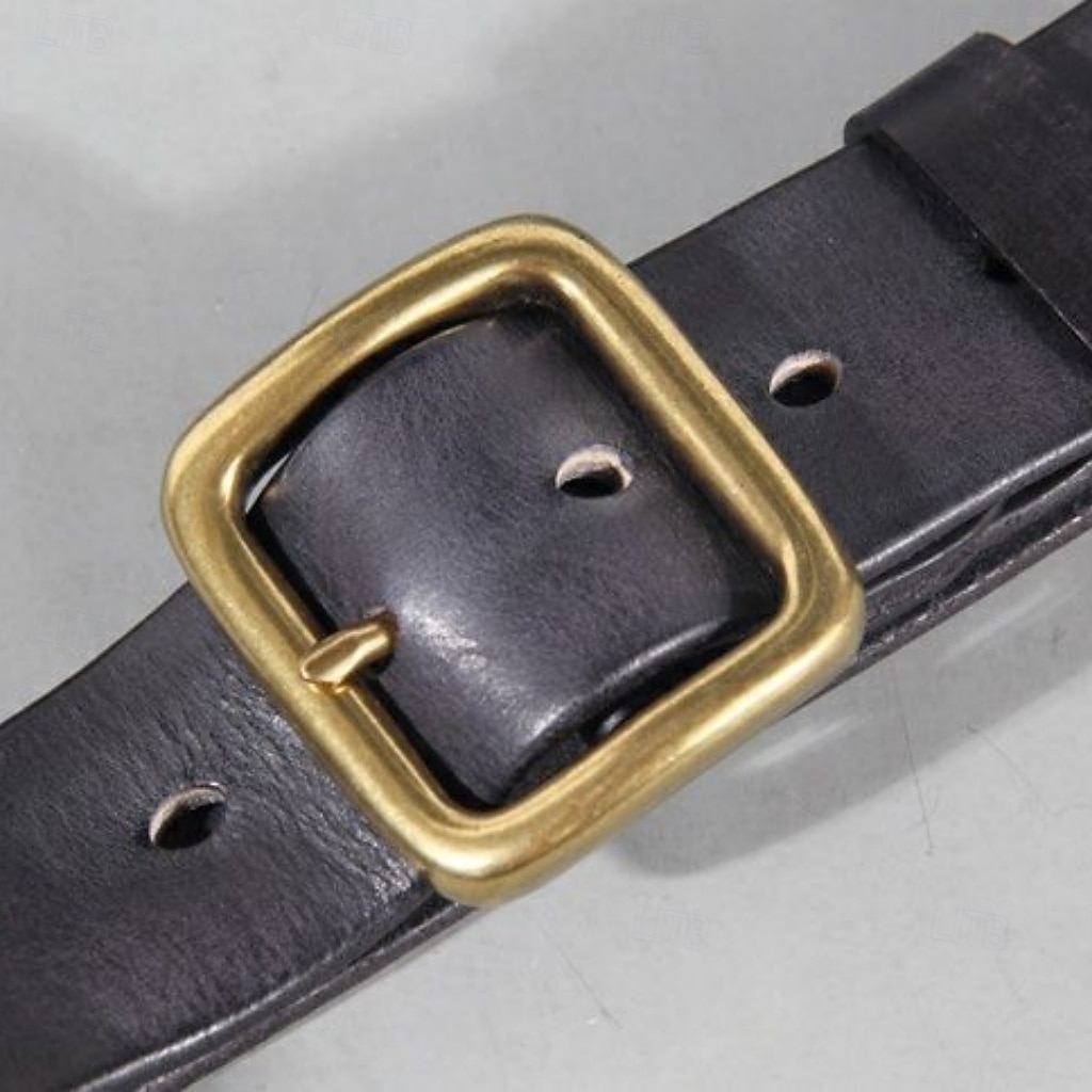 Hombre Cinturón Hebilla automática Cobre Cuero Vintage Ropa de calle Ocio Color sólido Rojo tinto Negro Diario Exterior Negocio Formal Cinturón de Cintura 2026 - $43.99 –P10