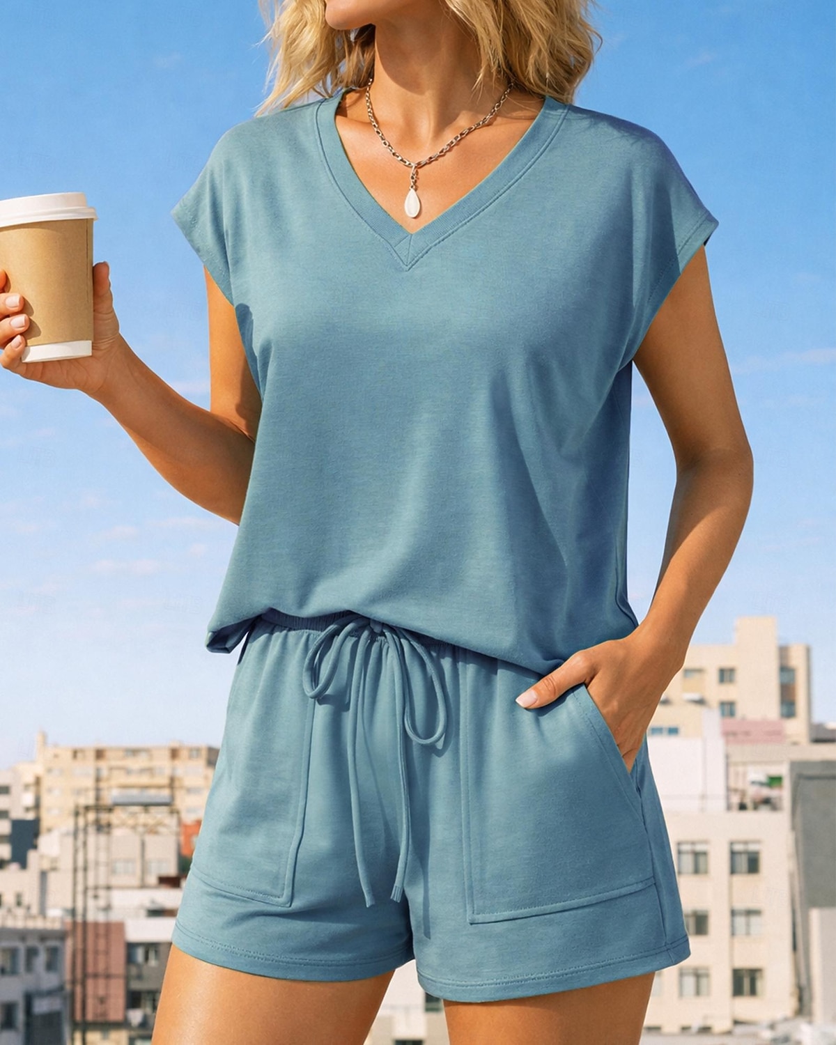 Mujer Conjuntos de chándal tipo jersey Chándal de 2 piezas Pantalones cortos deportivos Correa con bolsillo Color sólido Conjunto de ropa deportiva Verano Primavera Caqui Negro Entrenamiento de 2026 - $37.99 –P7